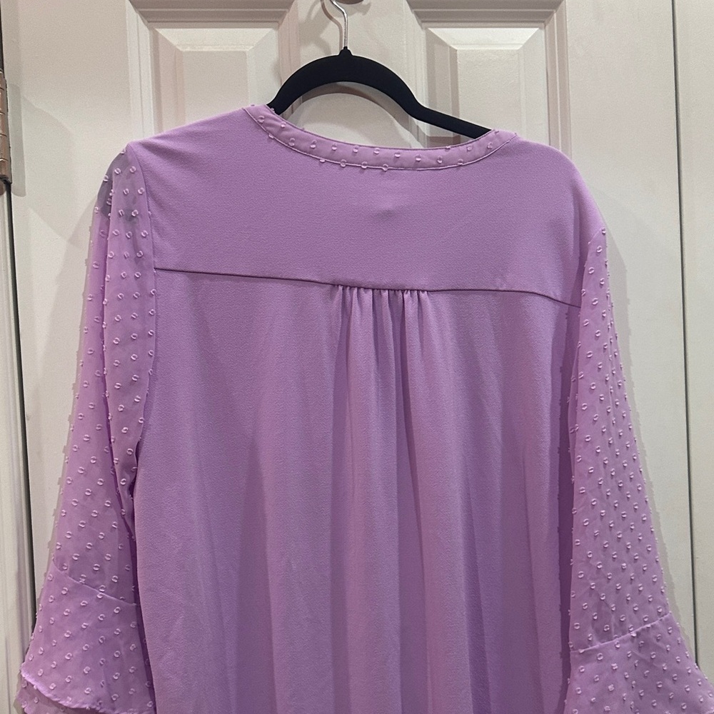 NWOT Lavender Ruffle Sleeve Women's Top size L - Picture 6 of 8